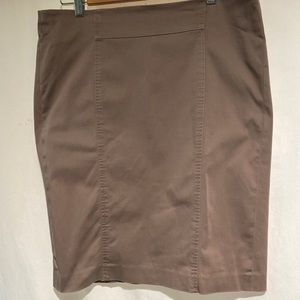 Women Ann Taylor Loft Cotton Stretch Tan Pencil Skirt Career Zipper Sz 12